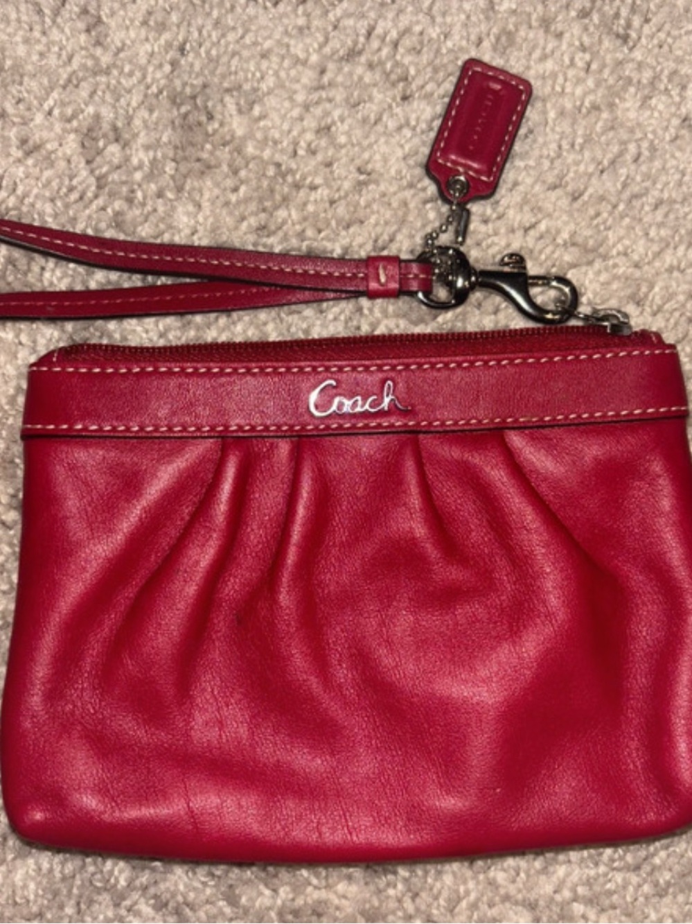 Coach Pink-Red Leather Wristlet Clutch